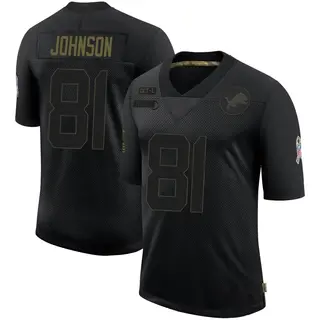 Calvin Johnson Jersey Black Lions Limited Embroidered Impact Men