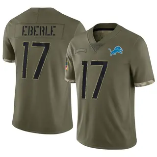 Dominik Eberle Detroit Lions Men's Black Name & Number Logo T-Shirt 